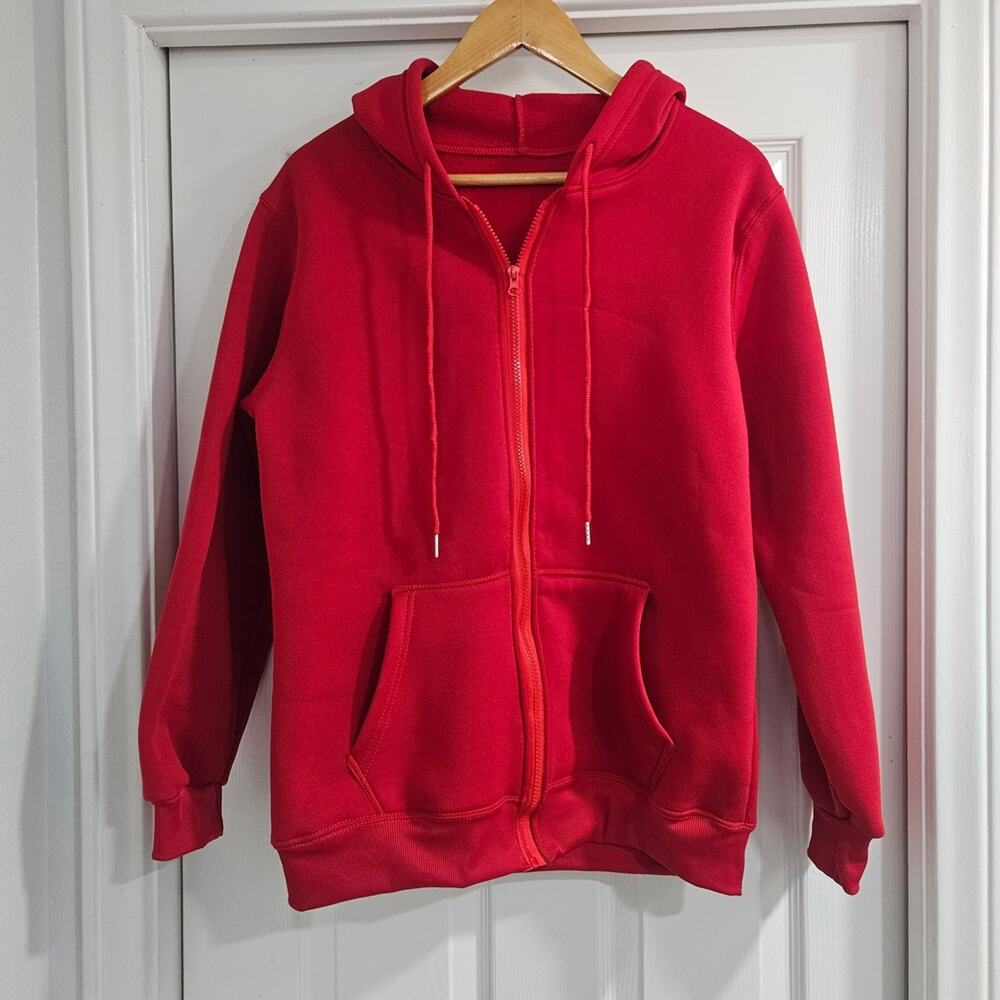 Vibrant Red Kids Zip-Up Hoodie With Pockets